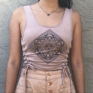 Kendall + Kylie faux suede lace-up cropped tank